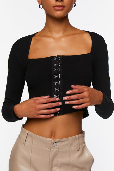 Forever 21 black long sleeve best sale crop top