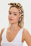 Leopard Print Plush Bow-Tie Headwrap