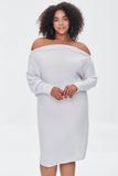 Grey Plus Size Off-the-Shoulder Dress 1