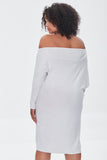 Grey Plus Size Off-the-Shoulder Dress 3
