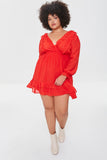 red/gold Plus Size Polka Dot Mini Dress
