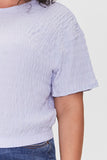 Crystal Plus Size Textured Crew Neck Shirt 2