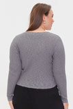 Steeple Grey Plus Size Ribbed Knit Henley Top 3