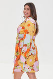 Orange/multi Plus Size Floral Print Mini Dress 3