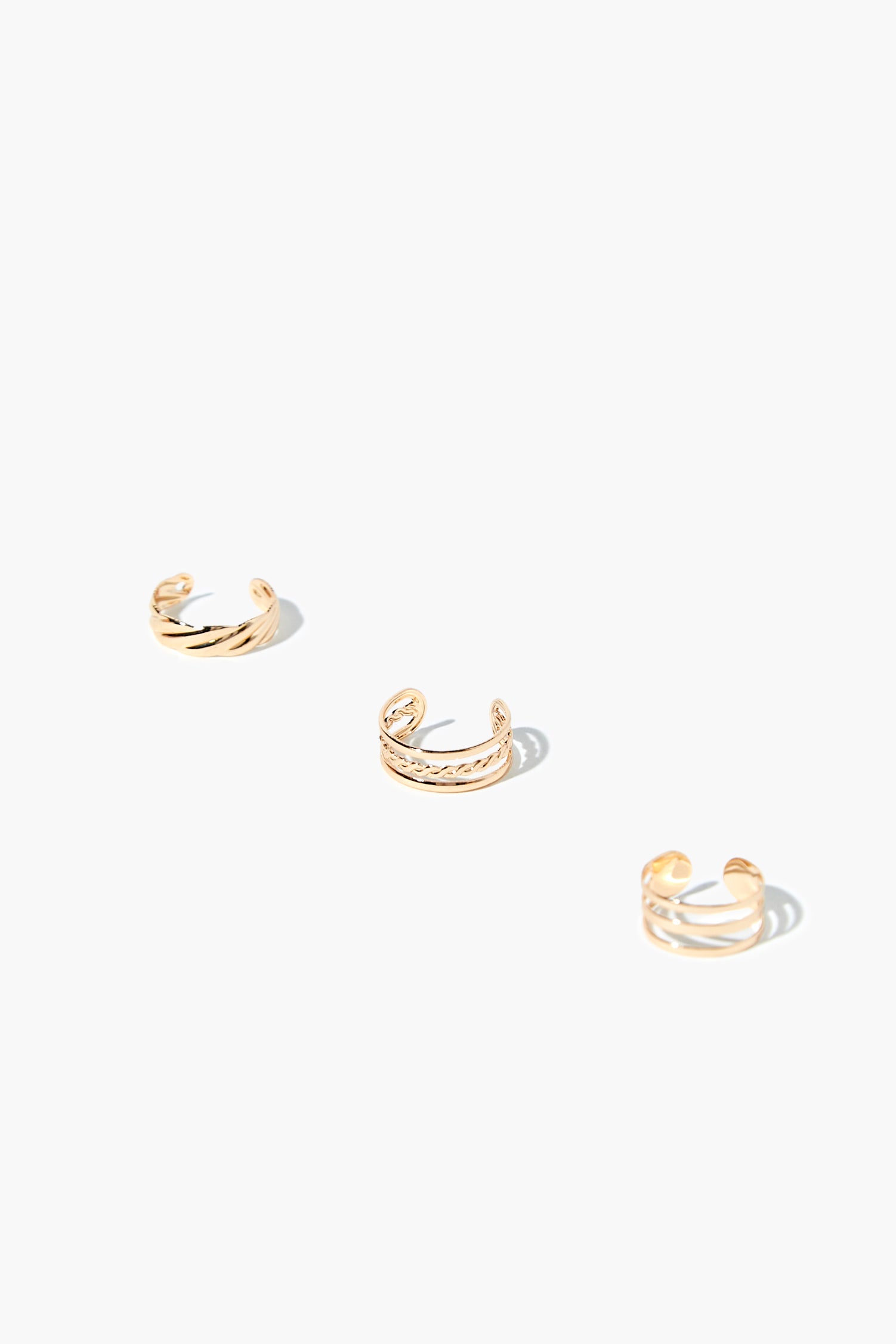 Gold Cutout Twisted Toe Ring Set 1