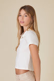 White Cropped Jersey-Knit Polo Shirt 1