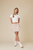 White Cropped Jersey-Knit Polo Shirt 3