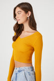 Mustard Ribbed Cropped Fitted Sweater 3