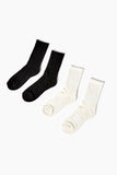 Black/cream Ribbed Crew Sock Set - 2 Pack