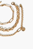 Gold Cable & Link Chain Bracelet Set