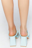 Blue Braided Open-Toe Block Heels 2