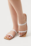 White Braided Square-Toe Sandals