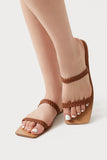 Tan Braided Square-Toe Sandals 