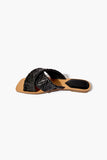 Black Textured Crisscross Sandals 2