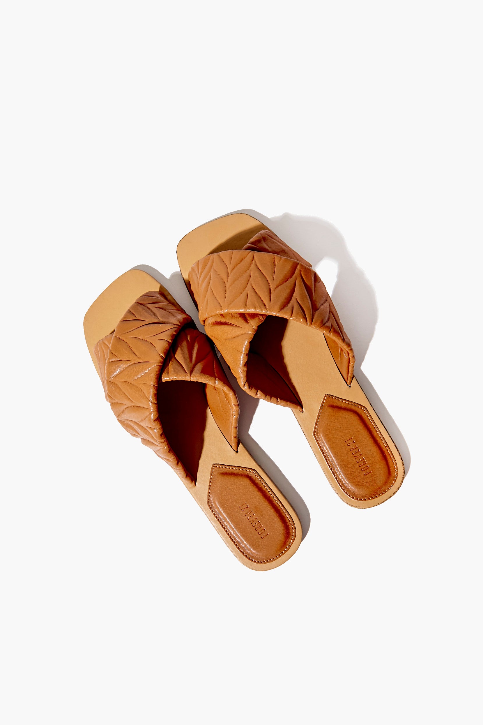 Tan Textured Crisscross Sandals 1