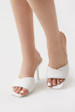 White Faux Leather Crisscross Stiletto Heels