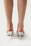 White Faux Leather Crisscross Stiletto Heels 2