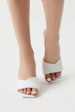 White Faux Leather Crisscross Stiletto Heels 3
