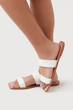 White Dual-Strap Faux Leather Sandals