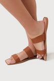 Tan Dual-Strap Faux Leather Sandals