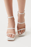 White Faux Leather Strappy Platform Heels 3