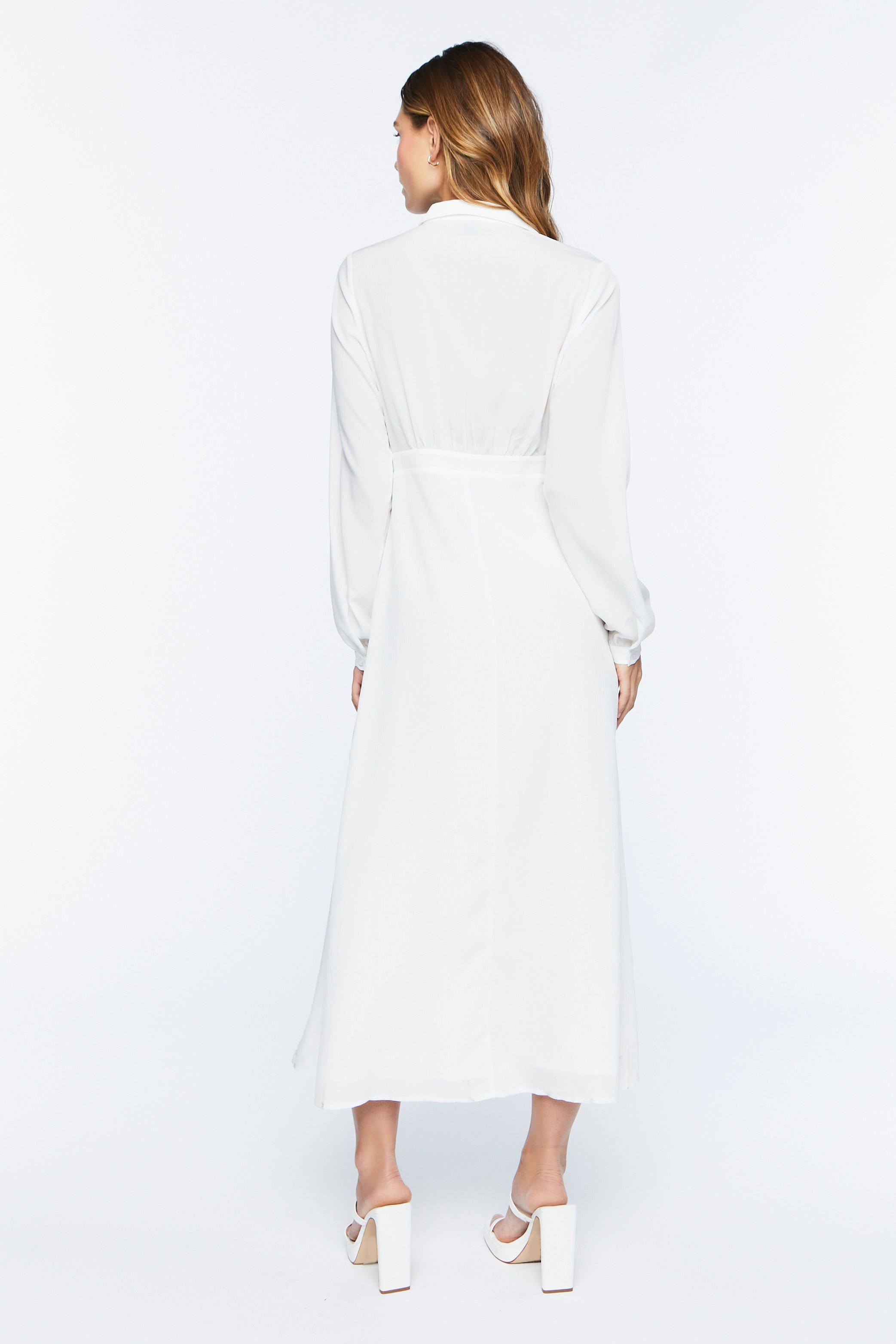 White Collared Wrap Maxi Dress 4