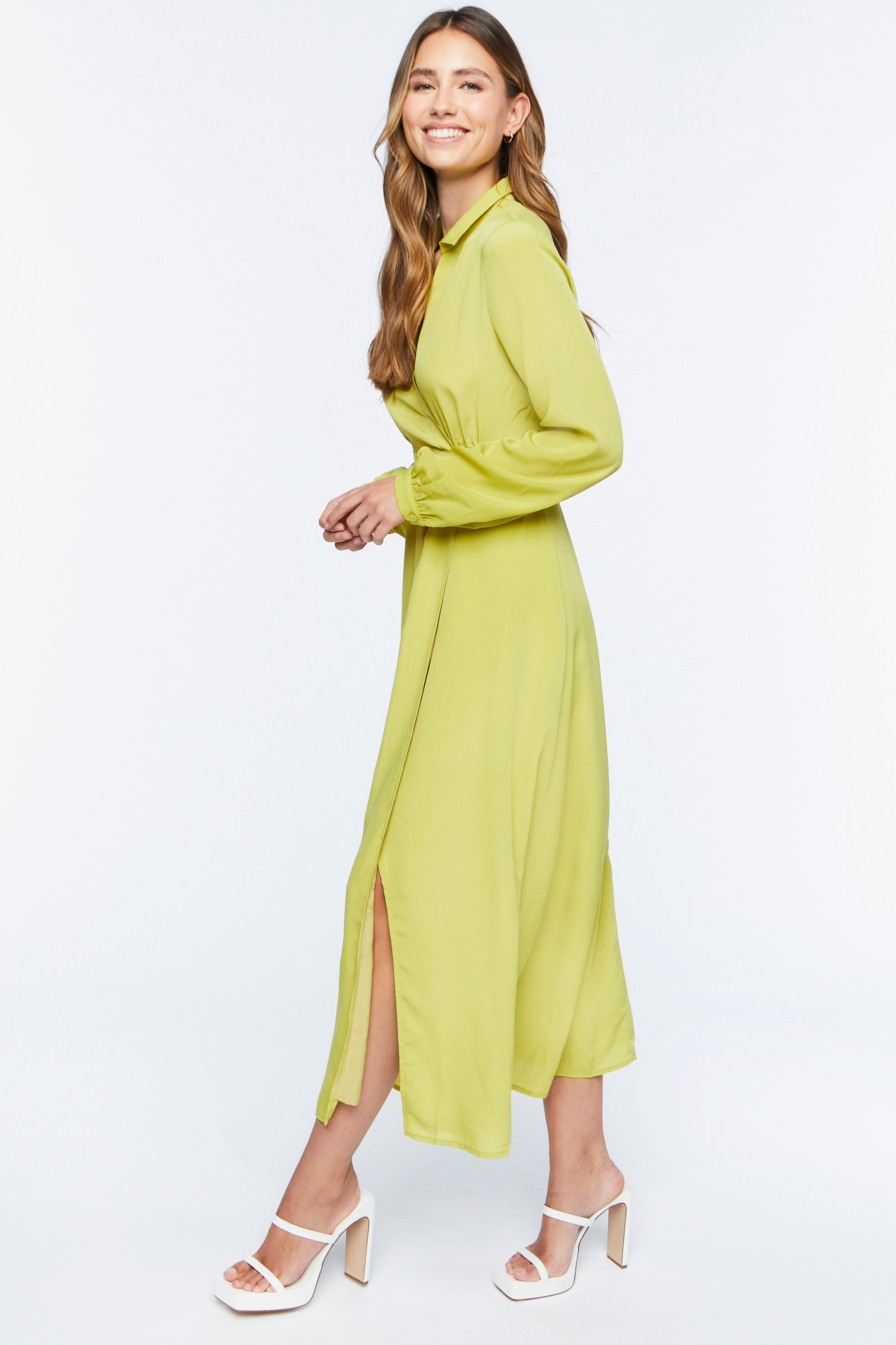 Lime Collared Wrap Maxi Dress 3