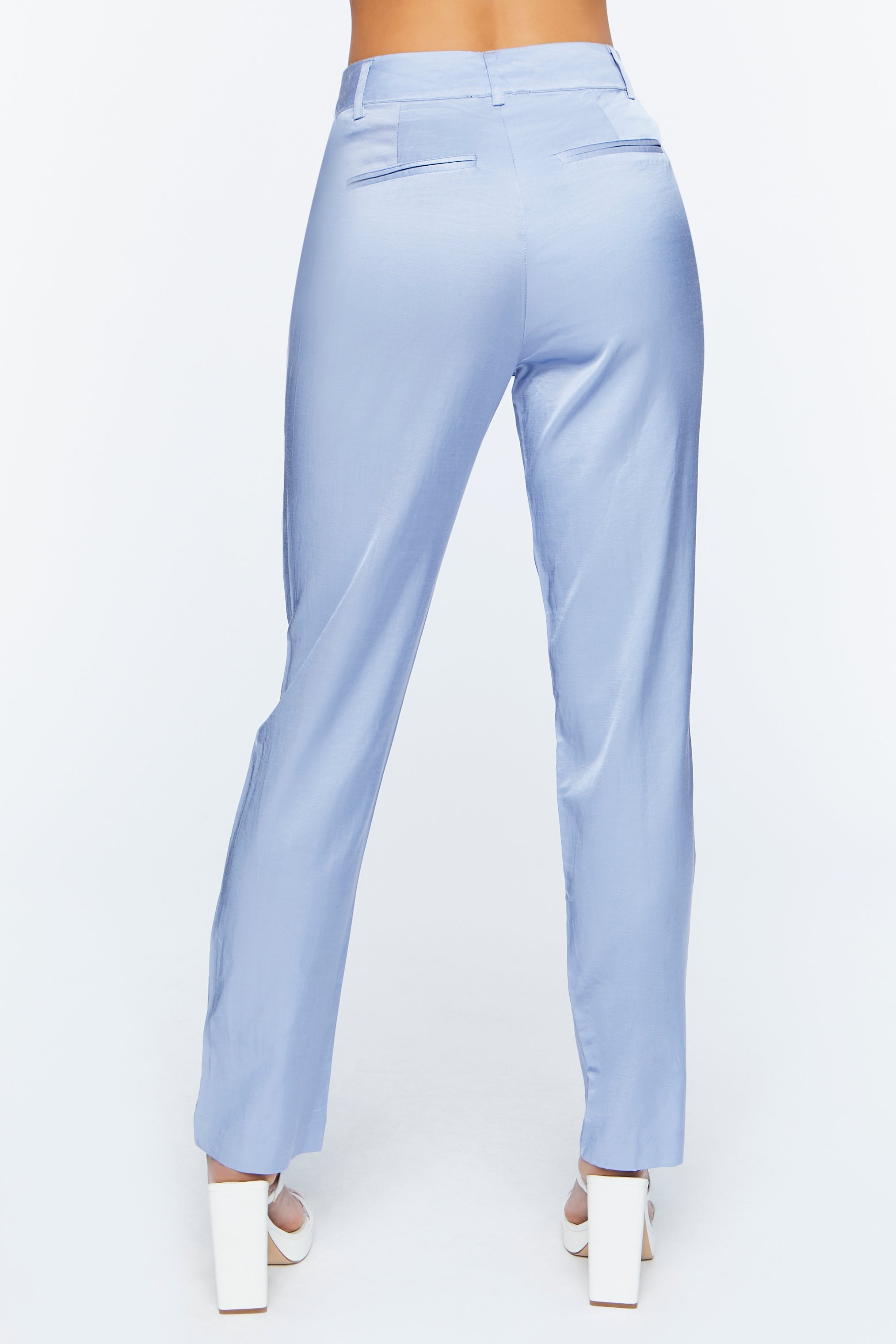 Light Blue Micro-Cutout Straight-Leg Pants 4