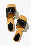 Black Chain-Strap Flat Sandals