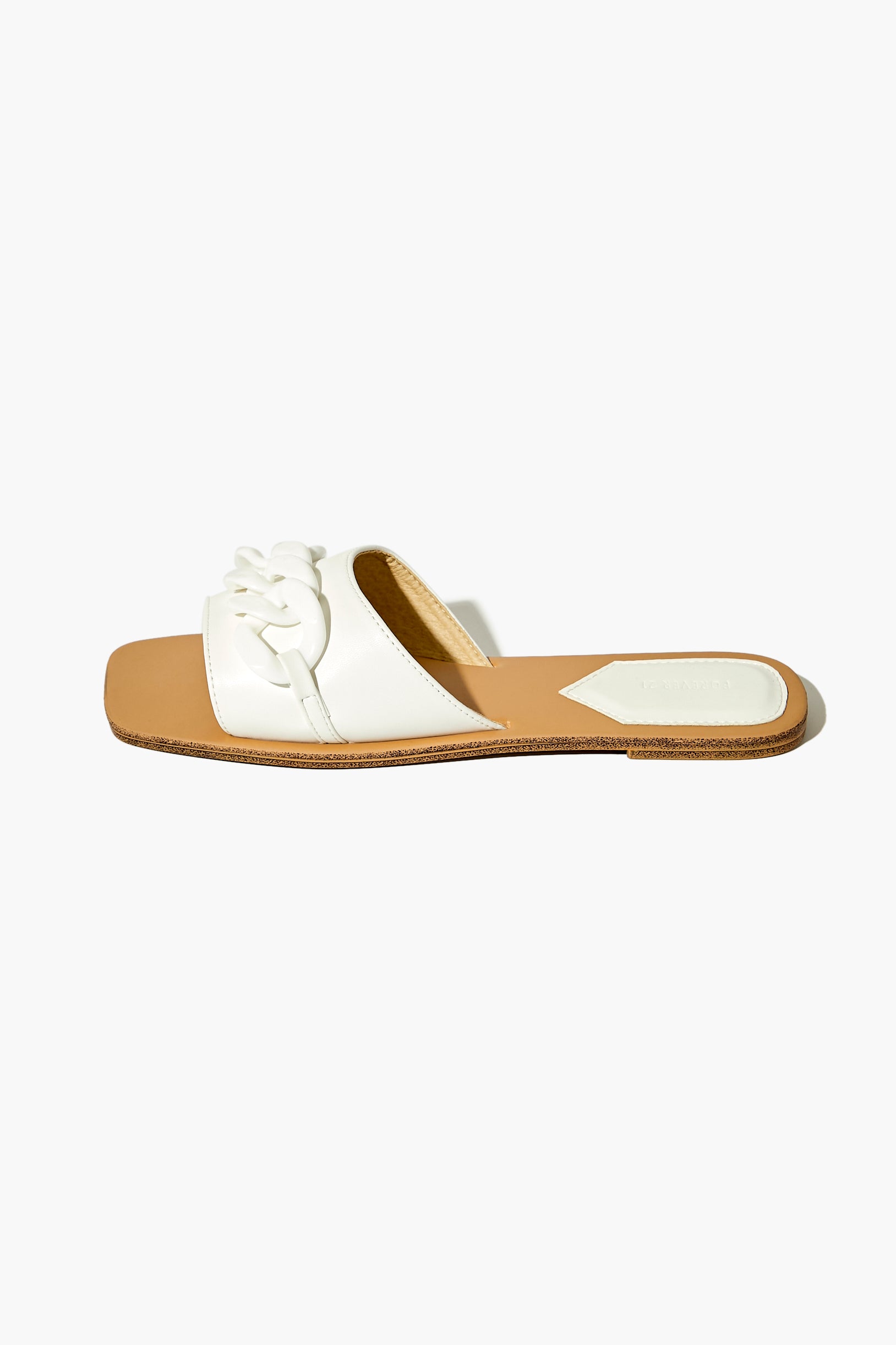 White Chain-Strap Flat Sandals 1