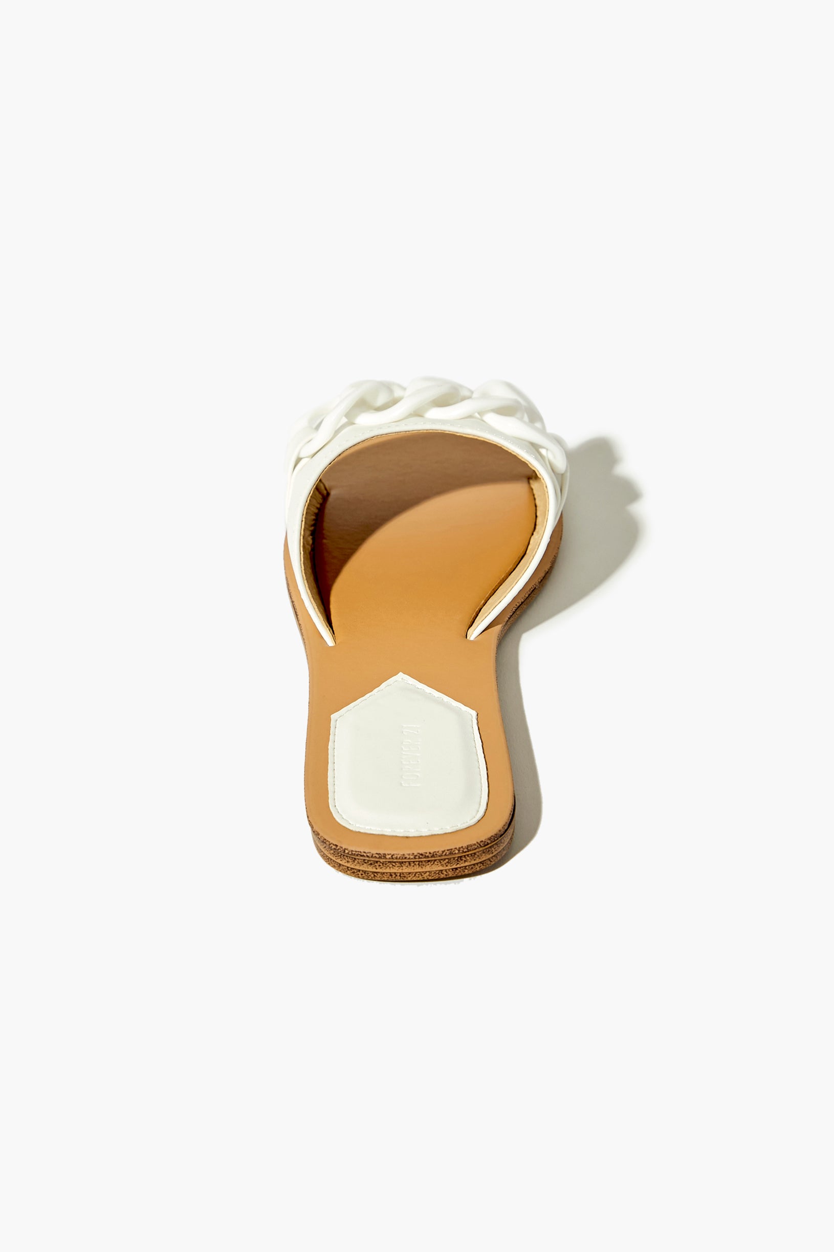 White Chain-Strap Flat Sandals 2