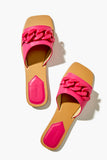 Hotpink Chain-Strap Flat Sandals
