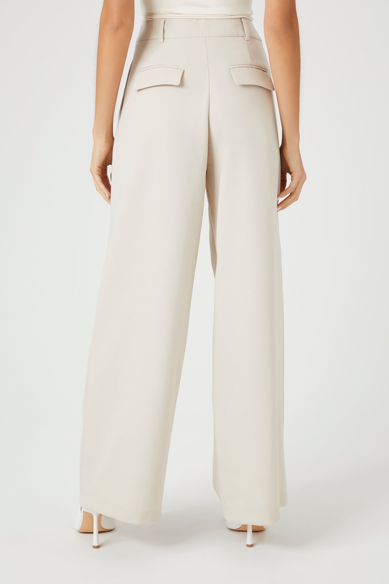 Natural Pleated Wide-Leg Trouser Pants 2