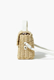 White Contrast-Trim Basketwoven Crossbody Bag 1