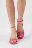 Pink Strappy Square-Toe Block Heels 3