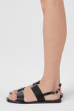 Black Dual-Strap Square-Toe Sandals 1