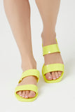 Green Dual-Strap Square-Toe Sandals