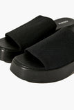 Black Slip-On Low Platform Sandals 1