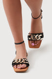 Black Open-Toe Chain Sandals