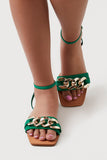 Green Open-Toe Chain Sandals