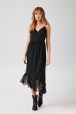 Black Asymmetrical Lace Midi Dress