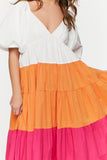 Orange/multi Colorblock Tiered Maxi Dress 3