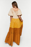 Brown/multi Colorblock Tiered Maxi Dress 6