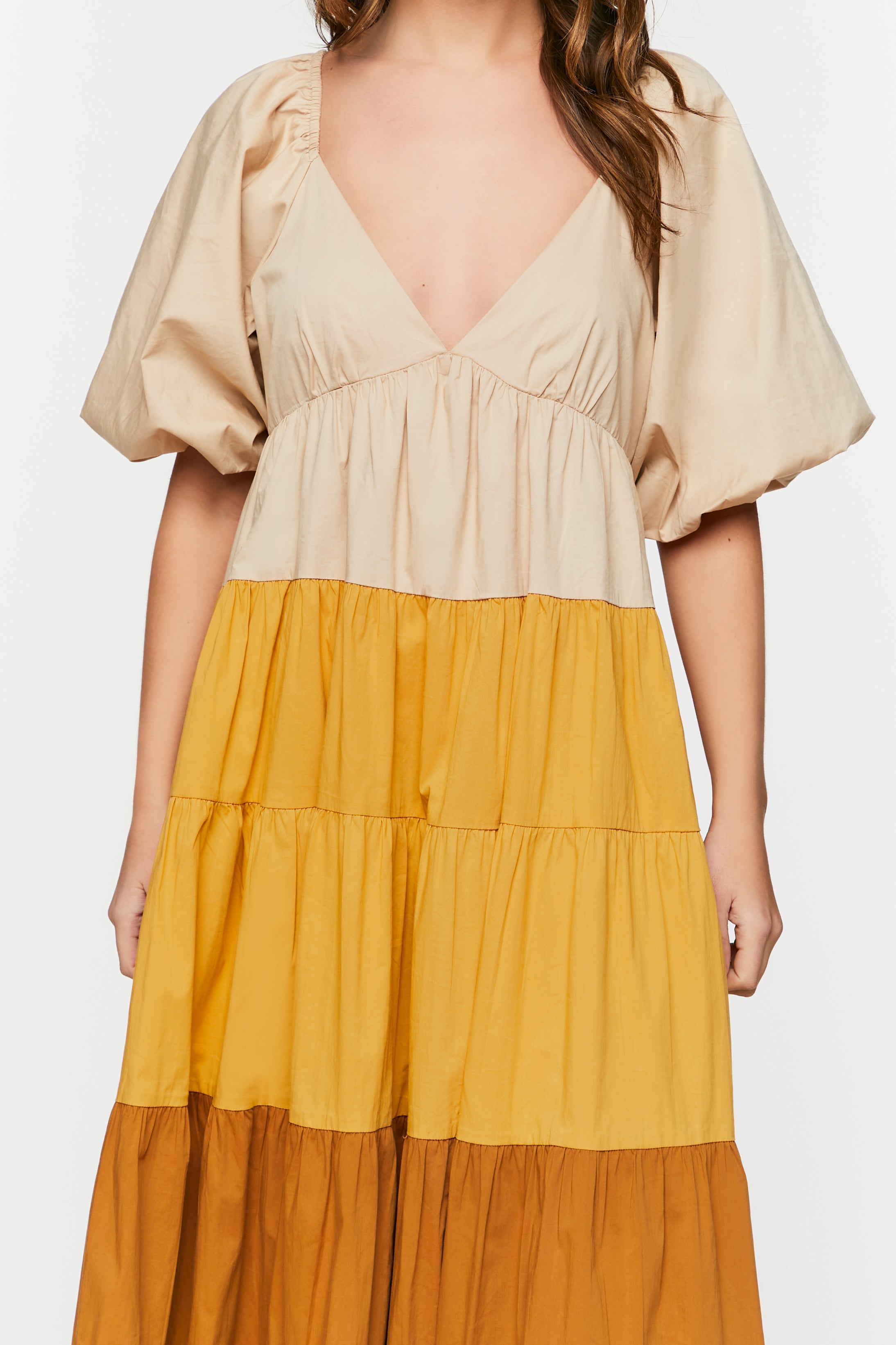 Brown/multi Colorblock Tiered Maxi Dress 3