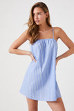 Light Blue/Multi Pinstriped Poplin Mini Dress 1
