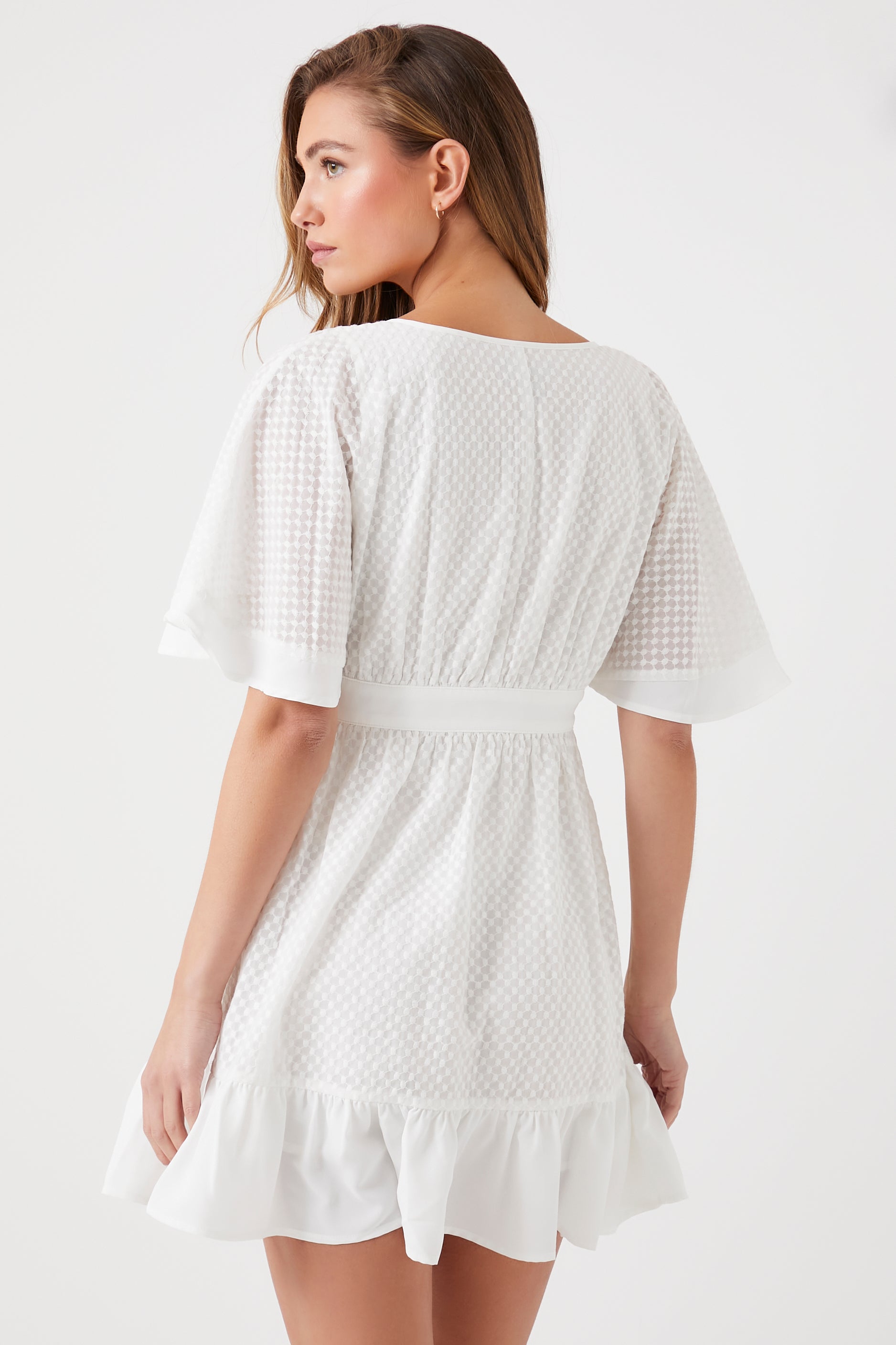 White Butterfly-Sleeve Mini Dress 4