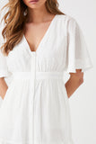 White Butterfly-Sleeve Mini Dress 2