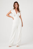 White Butterfly-Sleeve Jumpsuit