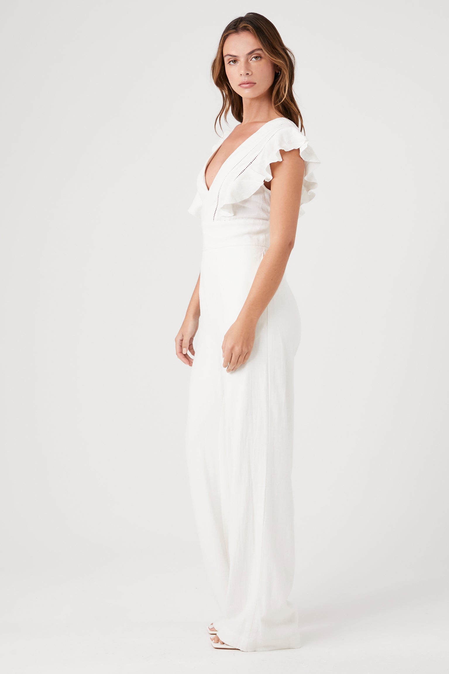 White Butterfly-Sleeve Jumpsuit 3