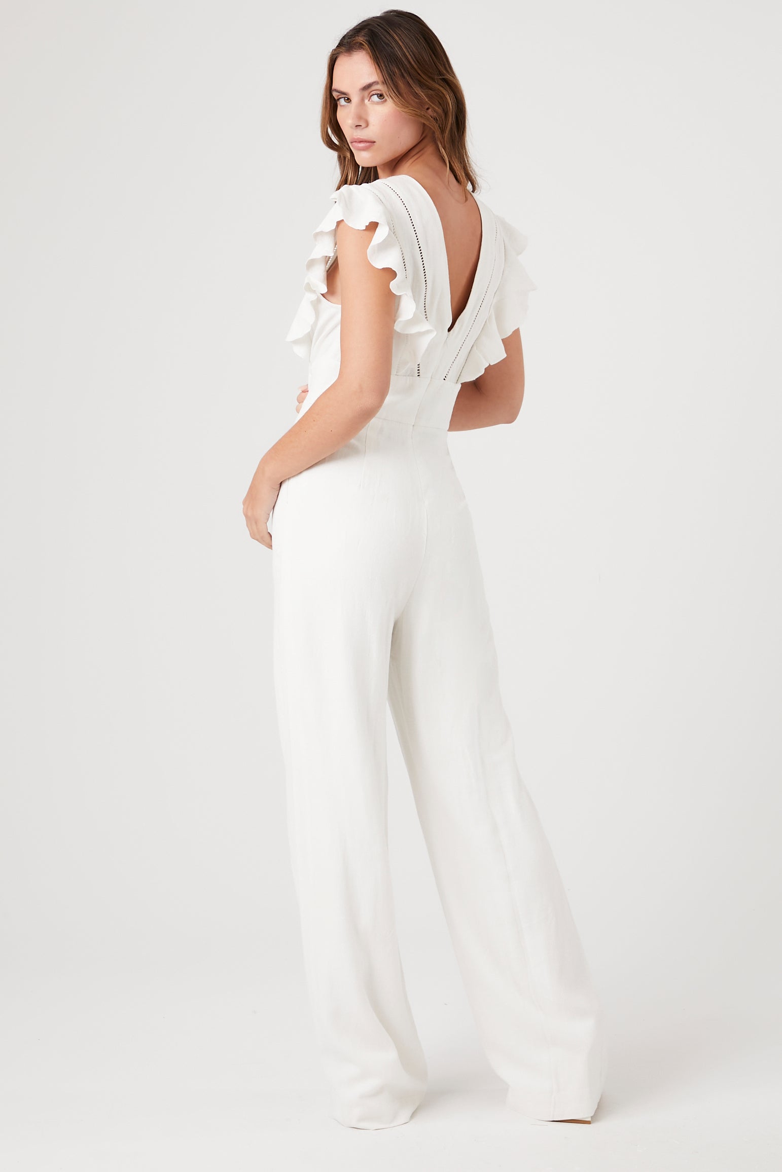 White Butterfly-Sleeve Jumpsuit 4